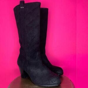 Zodiac Frankie Black Suede Block Heel Slouch Pull-On Tall Boots US 8